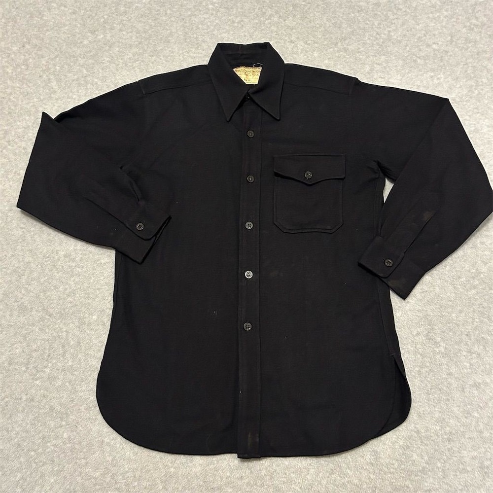 Vintage U.S. Navy Shirt Men's Size 15 Blue Wool Naval Clothing Factory 50s